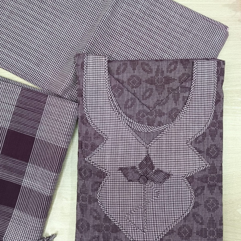 100% Cotton Jamdani Handloom Shalwar Kameez-Ash Color - China To BD Web