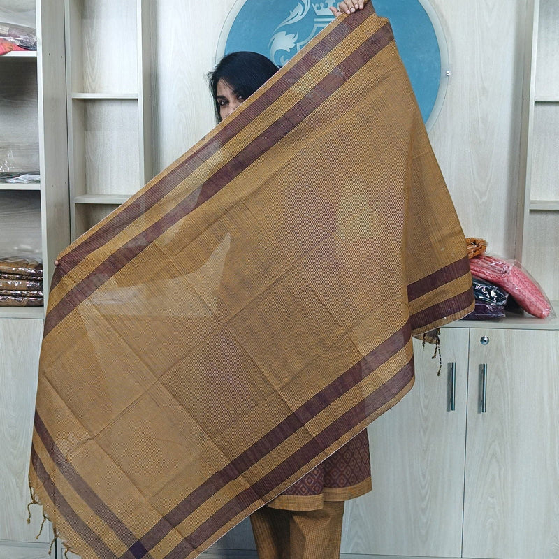 100% Cotton Jamdani Handloom Shalwar Kameez-Coffee Color - China To BD Web