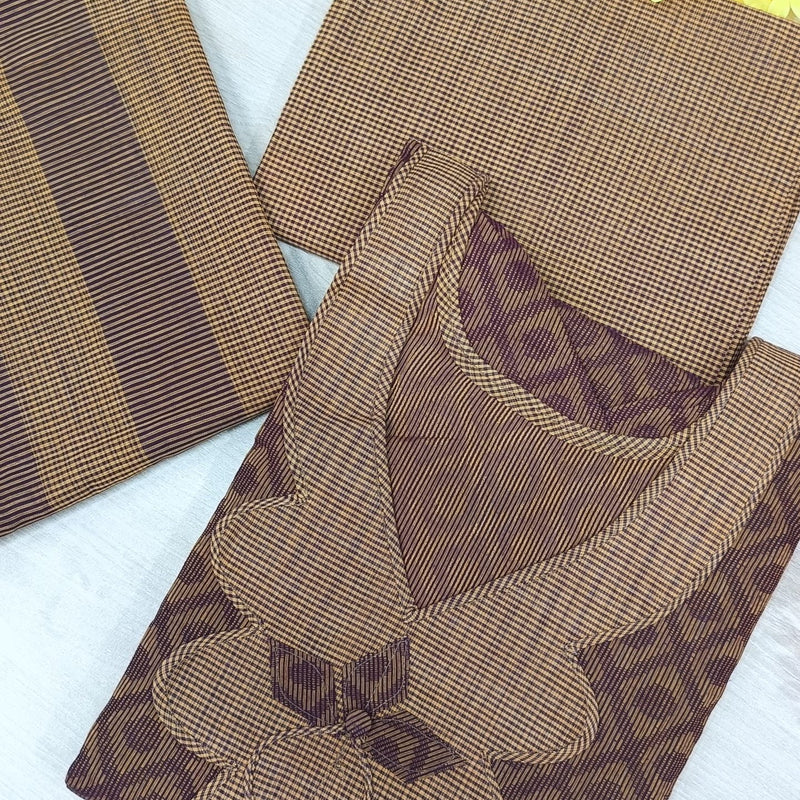 100% Cotton Jamdani Handloom Shalwar Kameez-Coffee Color - China To BD Web