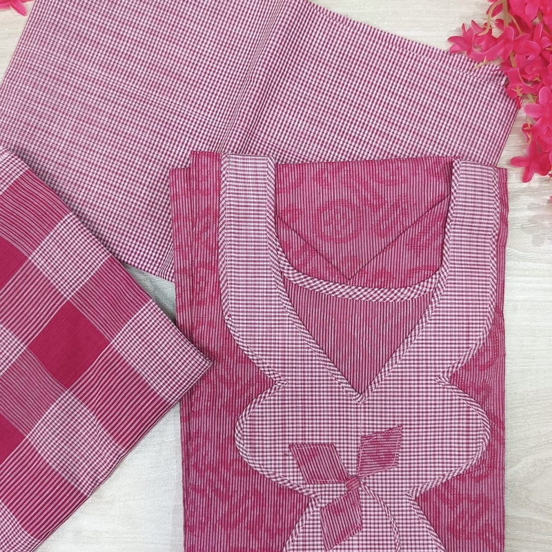 100% Cotton Jamdani Handloom Shalwar Kameez-Pink Color - China To BD Web
