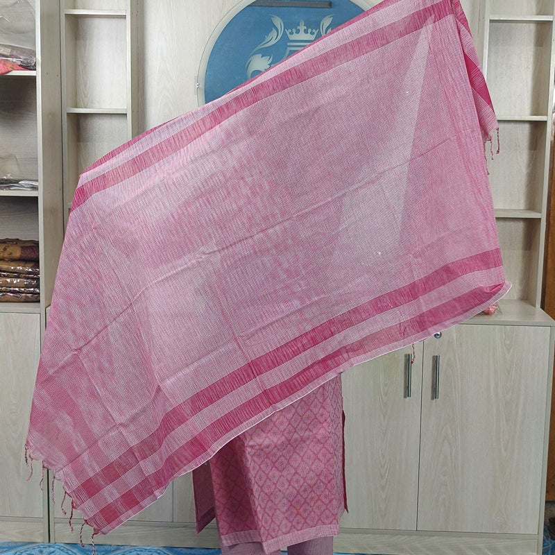 100% Cotton Jamdani Handloom Shalwar Kameez-Pink Color - China To BD Web