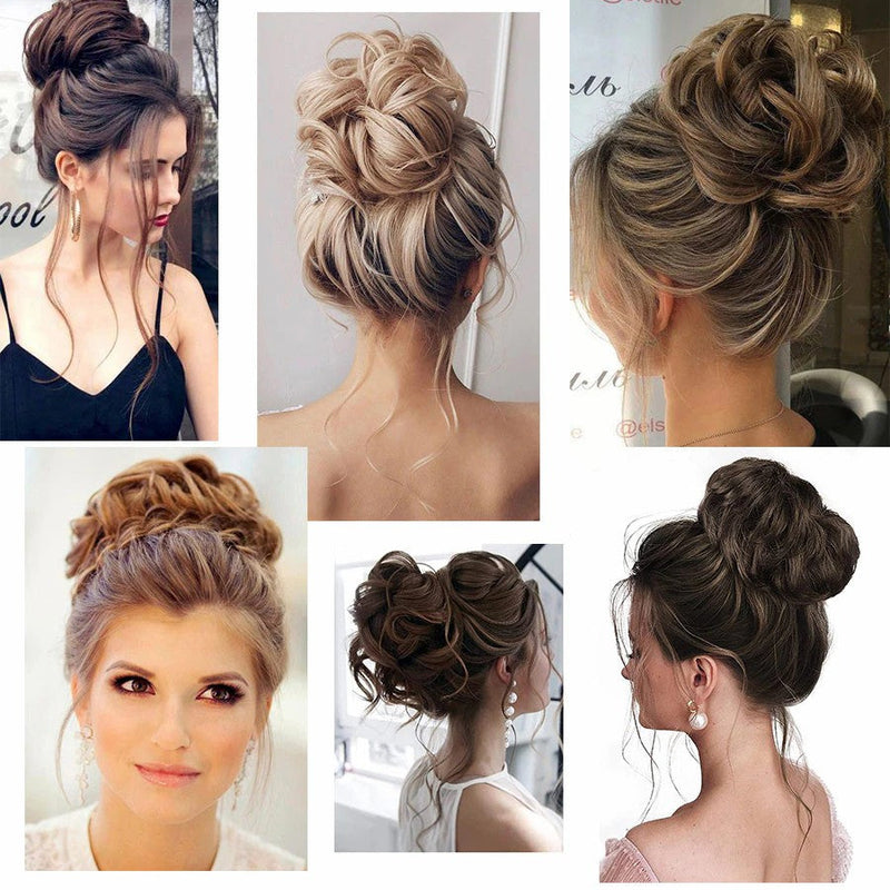 লাইট ব্রাউন কালার Synthetic Hair Bun Extension