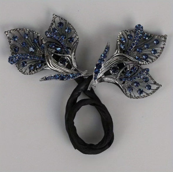 Rhinestone Flower Hair Clip & Bun Maker-2pcs