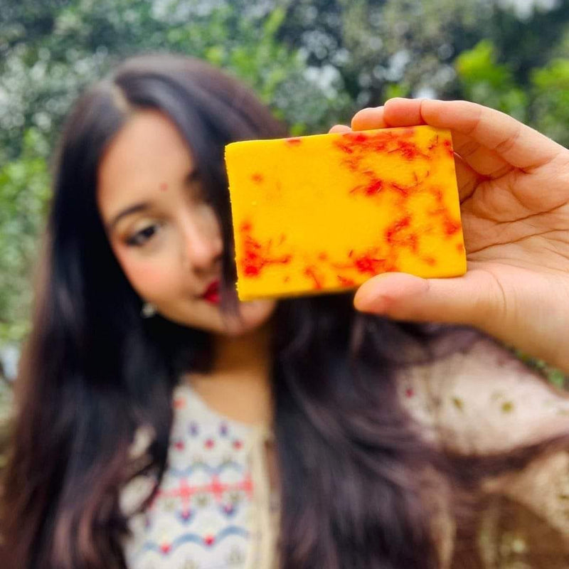 ( ২ পিসের সেট ) Saffron Goat Milk Handmade Soap