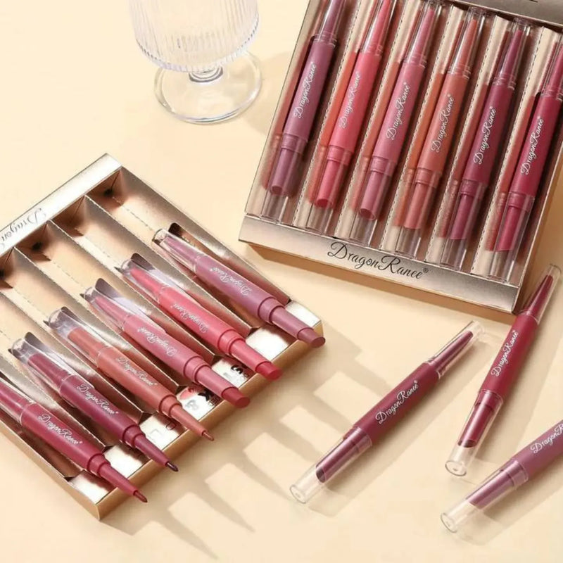 Dragon Ranee 6Pcs Deep Matte Velvet Lipstick + Lip Liner and Lipstick-6 Pcs Deep Shade