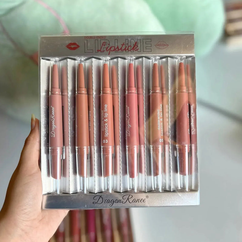 Dragon Ranee 6Pcs Nude Matte Velvet Lipstick + Lip Liner and Lipstick-6 Pcs Nude Shade