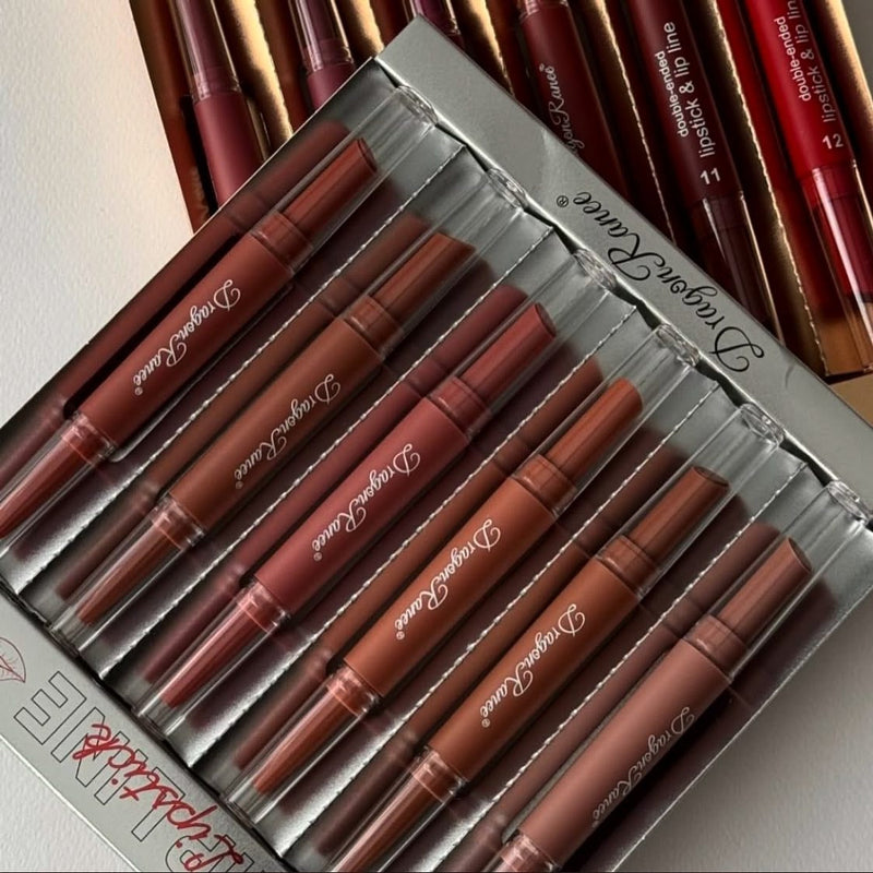Dragon Ranee 6Pcs Deep Matte Velvet Lipstick + Lip Liner and Lipstick-6 Pcs Deep Shade