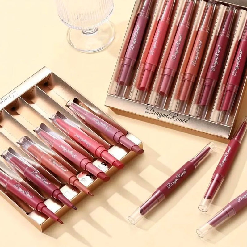 Dragon Ranee 6Pcs Nude Matte Velvet Lipstick + Lip Liner and Lipstick-6 Pcs Nude Shade