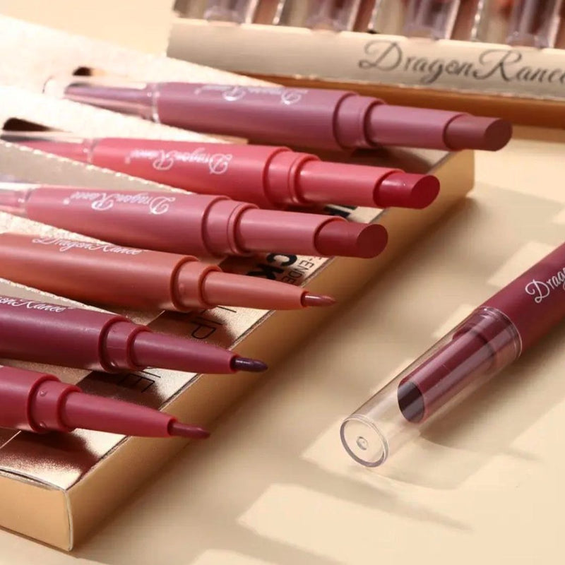 Dragon Ranee 6Pcs Nude Matte Velvet Lipstick + Lip Liner and Lipstick-6 Pcs Nude Shade