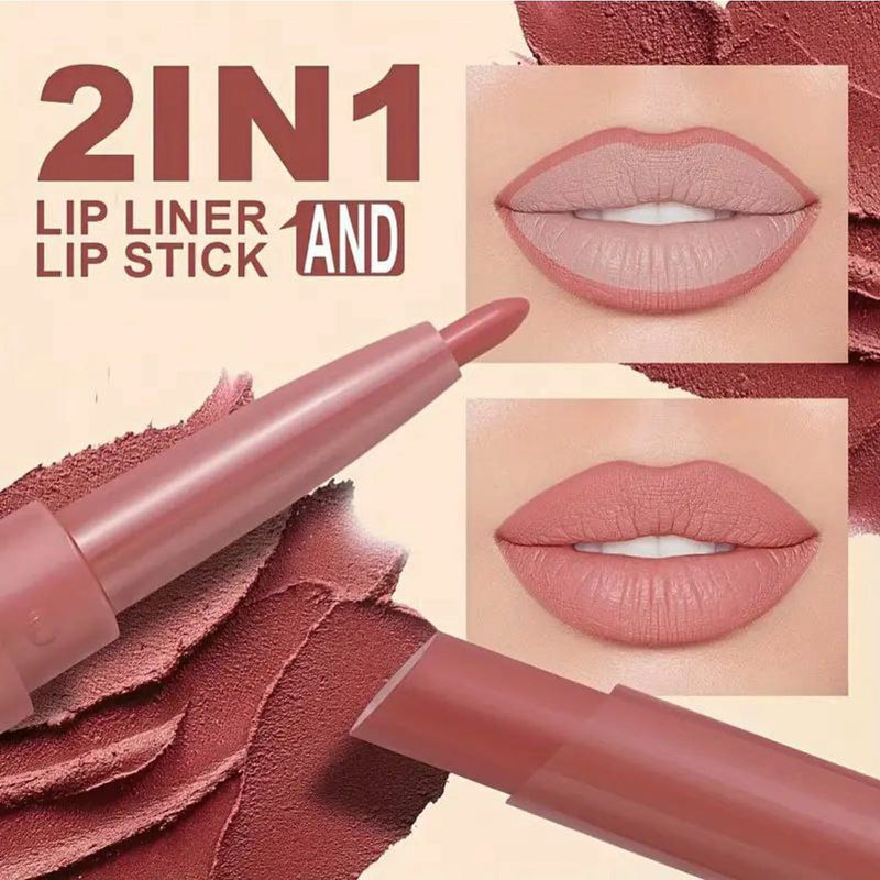 Dragon Ranee 6Pcs Nude Matte Velvet Lipstick + Lip Liner and Lipstick-6 Pcs Nude Shade