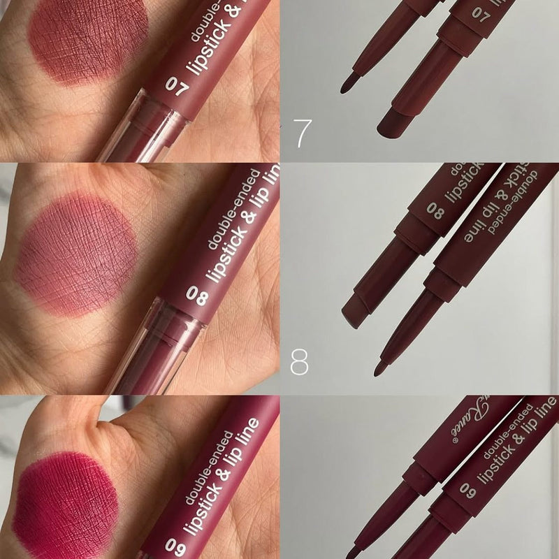 Dragon Ranee 6Pcs Deep Matte Velvet Lipstick + Lip Liner and Lipstick-6 Pcs Deep Shade