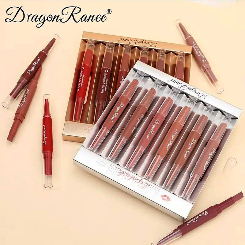 Dragon Ranee 6Pcs Nude Matte Velvet Lipstick + Lip Liner and Lipstick-6 Pcs Nude Shade