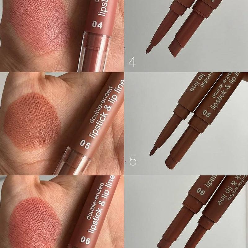 Dragon Ranee 6Pcs Deep Matte Velvet Lipstick + Lip Liner and Lipstick-6 Pcs Deep Shade
