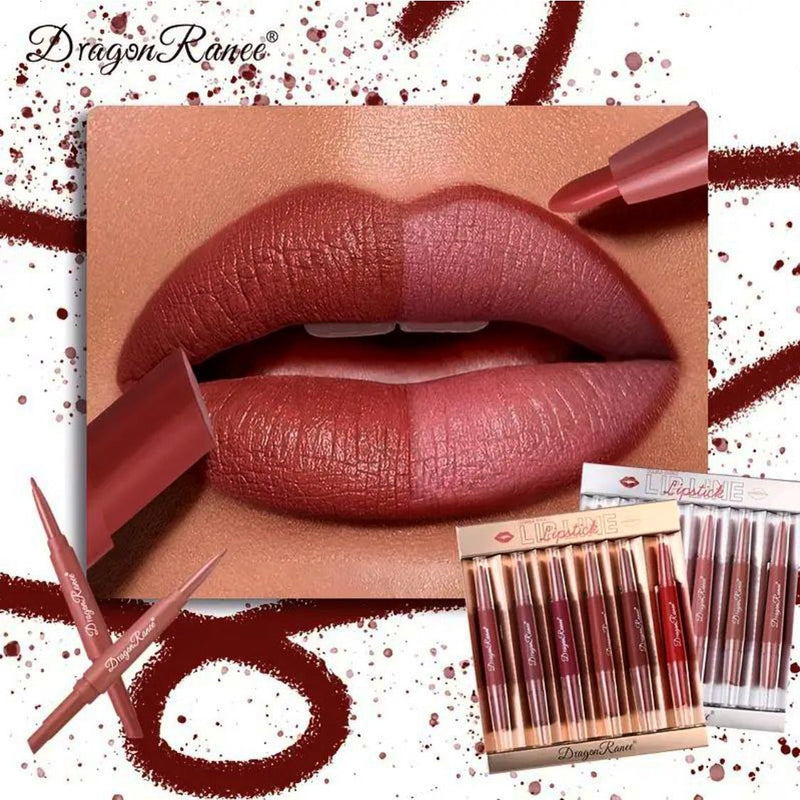 Dragon Ranee 6Pcs Deep Matte Velvet Lipstick + Lip Liner and Lipstick-6 Pcs Deep Shade