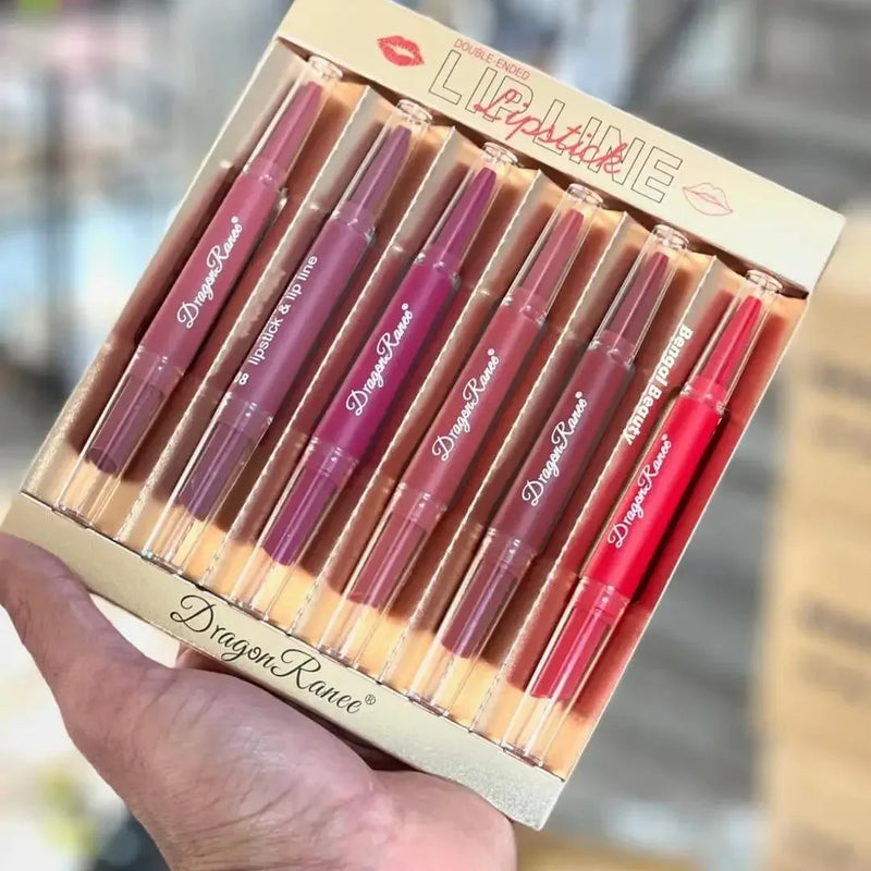 Dragon Ranee 12Pcs Nude+Deep Matte Velvet Lipstick + Lip Liner and Lipstick-12Pcs Nude+Deep Shade