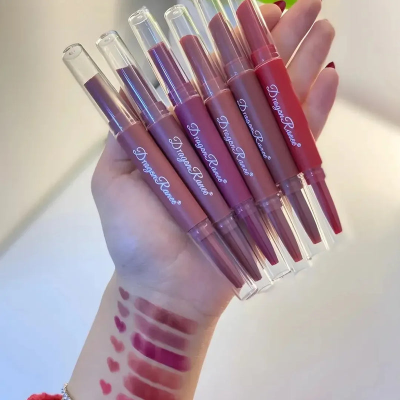 Dragon Ranee 6Pcs Nude Matte Velvet Lipstick + Lip Liner and Lipstick-6 Pcs Nude Shade