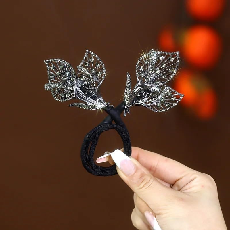 Rhinestone Flower Hair Clip & Bun Maker-3pcs
