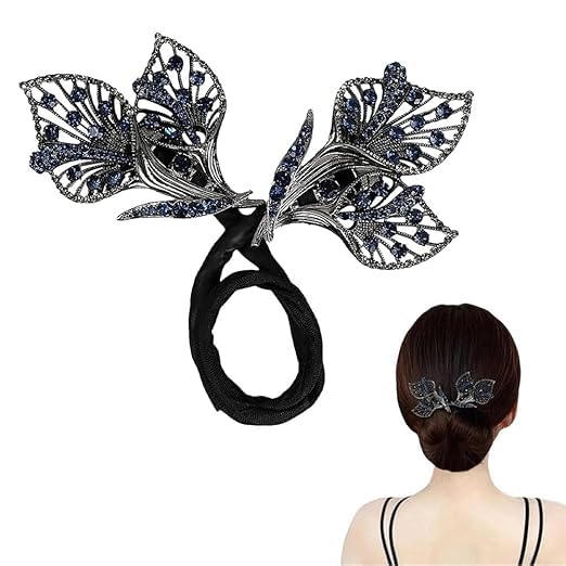 Rhinestone Flower Hair Clip & Bun Maker-3pcs