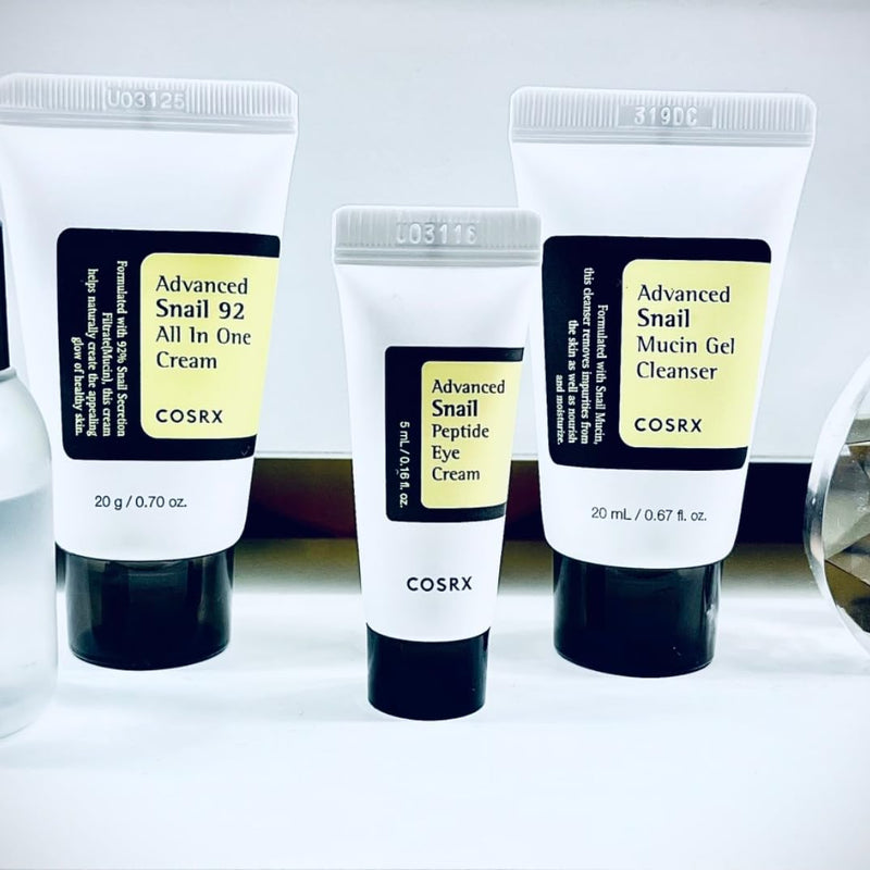 Cosrx All About Snail Kit(Gel Cleanser 20ml,Essence 30ml,Eye Cream 5ml & 92 Cream 20g)
