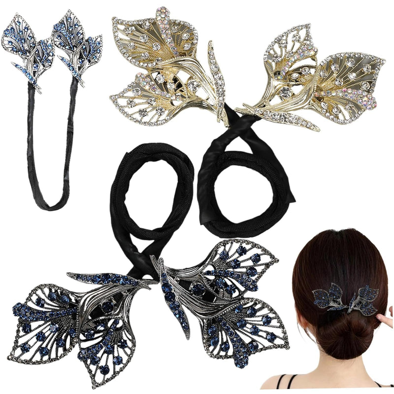 Rhinestone Flower Hair Clip & Bun Maker
