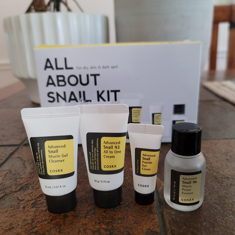 Cosrx All About Snail Kit(Gel Cleanser 20ml,Essence 30ml,Eye Cream 5ml & 92 Cream 20g)