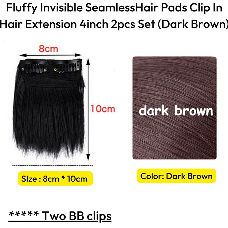 ৪ ইঞ্চি (ডার্ক ব্রাউন কালার) Women Fluffy Invisible Seamless Hair Pads Clip in Hair Extension Lining