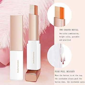 🍑✨ Double Color Glitter Eyeshadow Stick – Peach + Gold (পিচ + গোল্ড) ✨💄