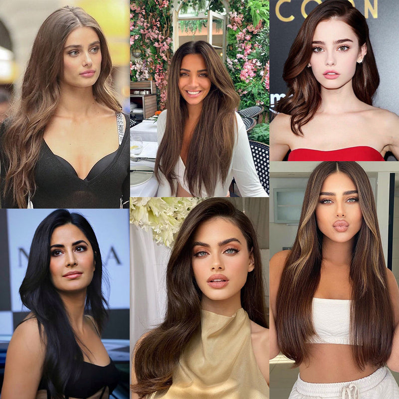 ১ জোড়া-১২ ইঞ্চি (লাইট ব্রাউন কালার)Hair Pads Clip in Hair Extension Lining