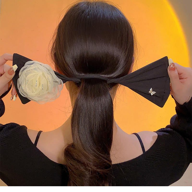 🌸✨ Elegant Flower Hair Bun Maker Black Color – স্টাইলিশ হেয়ার বান ক্লিপ ✨🌸