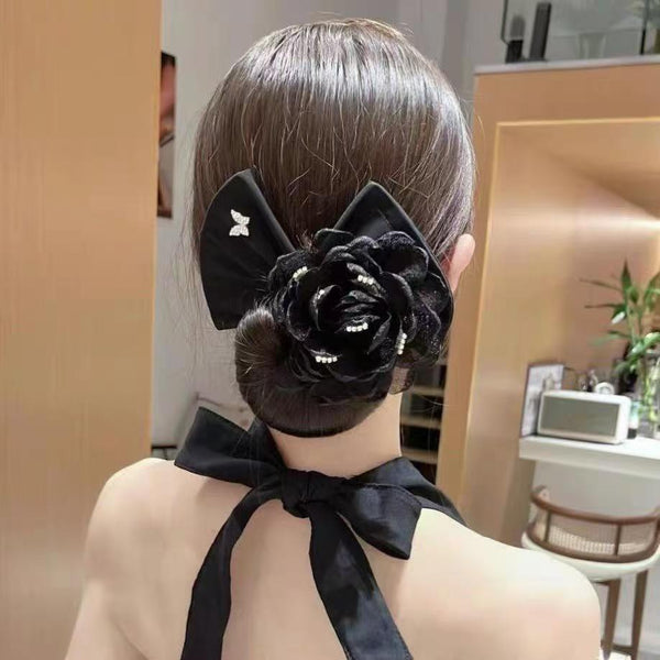 🌸✨ Elegant Flower Hair Bun Maker Black Color – স্টাইলিশ হেয়ার বান ক্লিপ ✨🌸