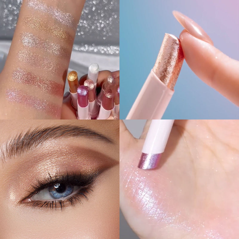 ✨💖Purple+Golden-পার্টি, ফটোশুট বা ডেইলি মেকআপ-Jelly Shimmer Stick / Glitter Eyeshadow Stick