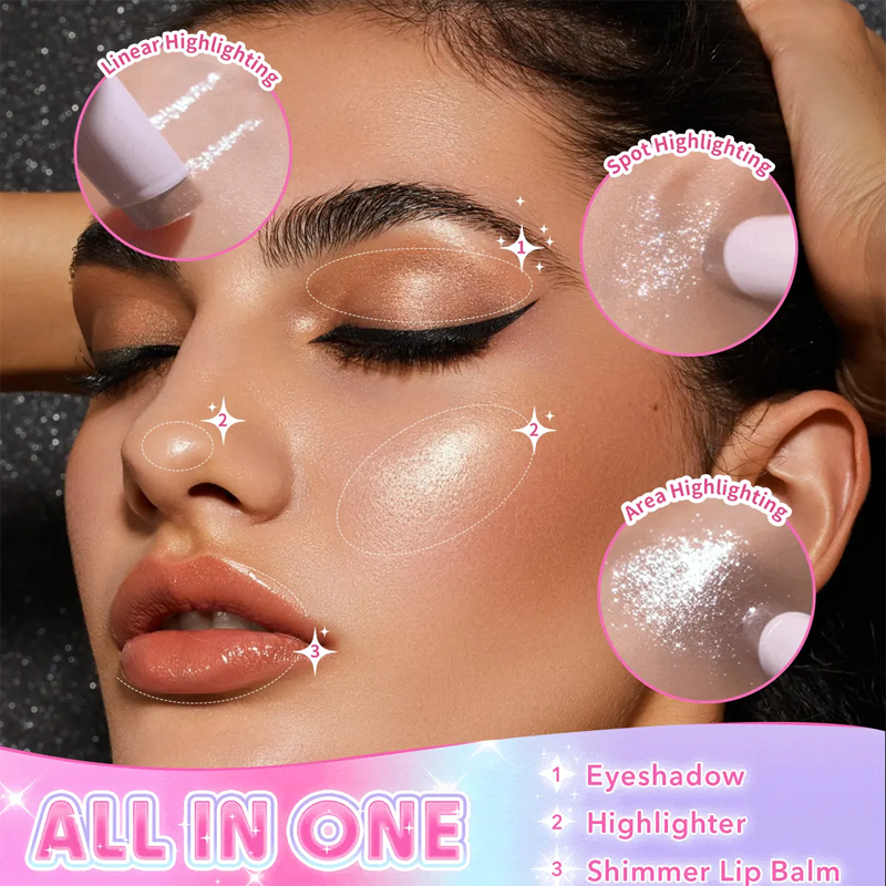 ✨💖Purple-পার্টি, ফটোশুট বা ডেইলি মেকআপ-Jelly Shimmer Stick / Glitter Eyeshadow Stick
