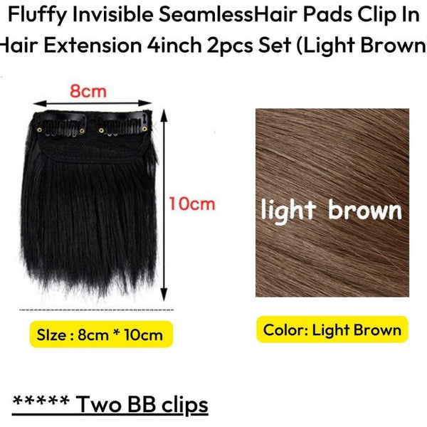 ৪ ইঞ্চি (লাইট ব্রাউন কালার) Women Fluffy Invisible Seamless Hair Pads Clip in Hair Extension Lining