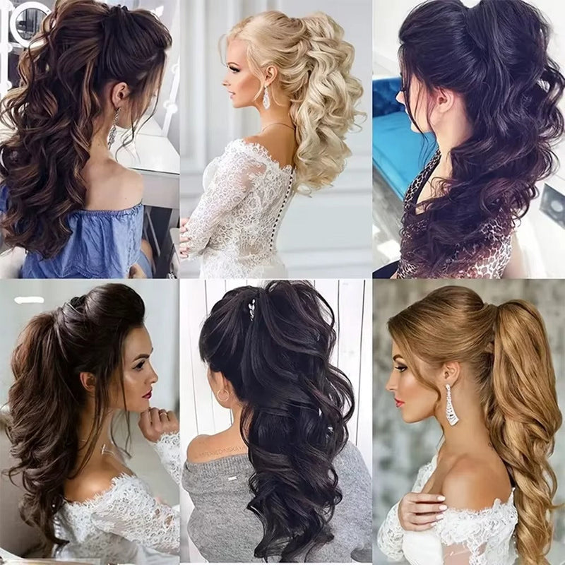 ✨ ডার্ক ব্রাউন কালার ✨ কোঁকড়ানো চুল Long Curly Claw Ponytail Hair