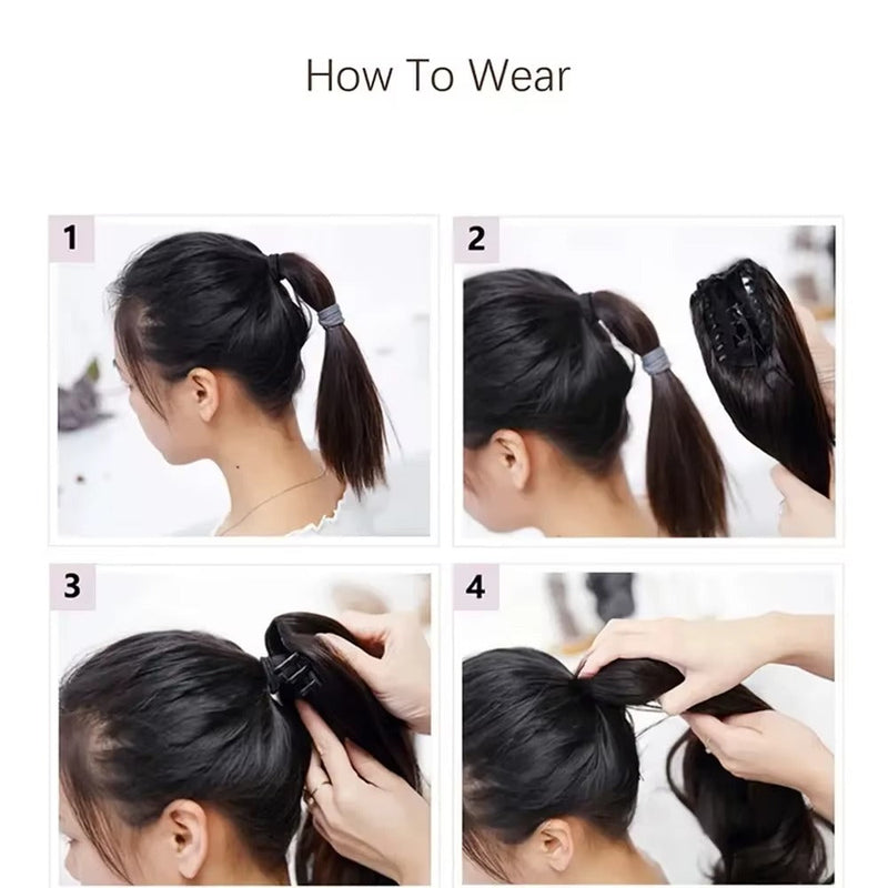 ✨ লাইট ব্রাউন কালার ✨ কোঁকড়ানো চুল Long Curly Claw Ponytail Hair