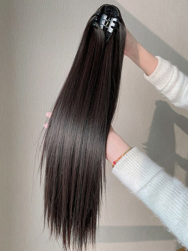 ✨ কালো কালার ✨Long Straight Claw Ponytail Hair