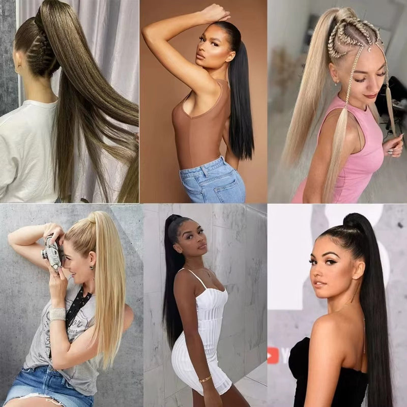 ✨ কালো কালার ✨Long Straight Claw Ponytail Hair