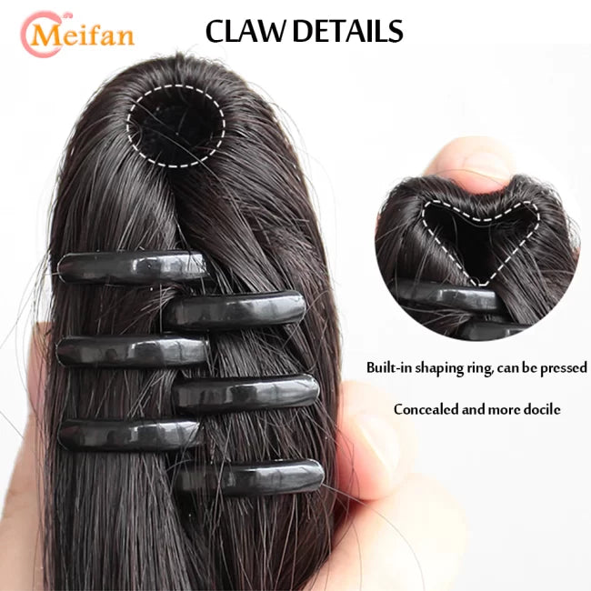 ✨ কালো কালার ✨Long Straight Claw Ponytail Hair