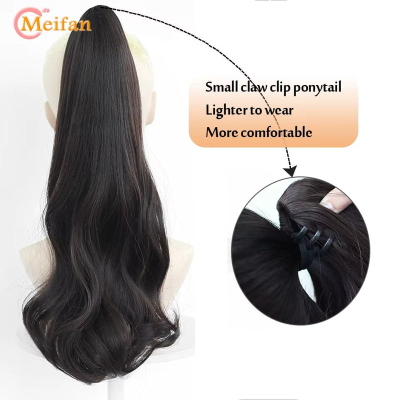 ✨ লাইট ব্রাউন কালার ✨ কোঁকড়ানো চুল Long Curly Claw Ponytail Hair