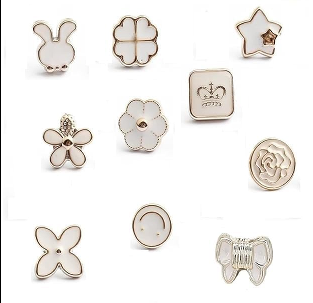 Combo ( 10pcs সাদা +10pcs কালো) Fancy Pearl Plastic Button Round
