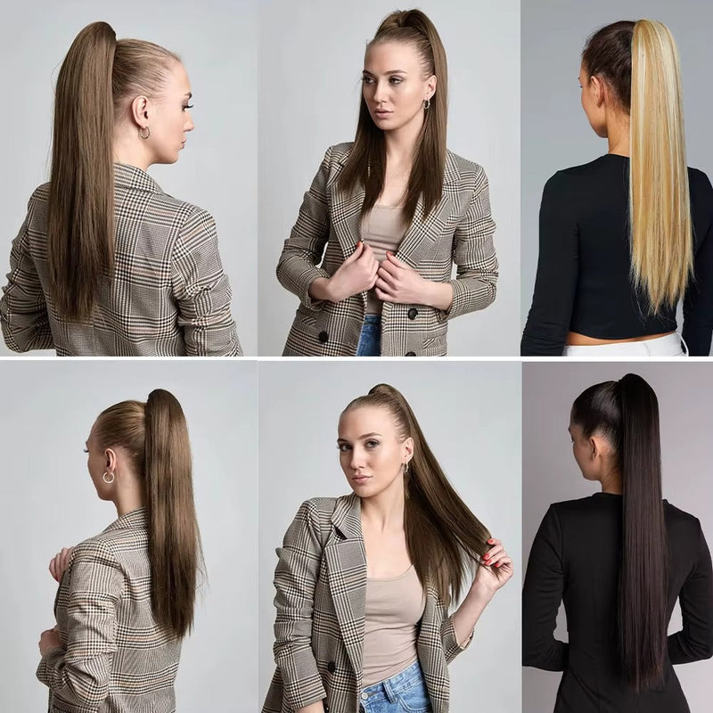 ✨ কালো কালার ✨Long Straight Claw Ponytail Hair
