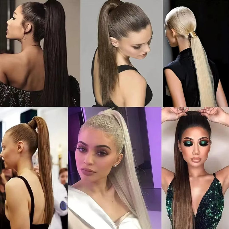 ✨ কালো কালার ✨Long Straight Claw Ponytail Hair