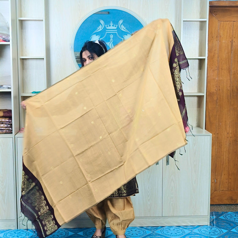 হাফ সিল্ক জামদানি তাঁত কাজের সালোয়ার কামিজ-কফি+গোল্ডেন মিক্স কালার