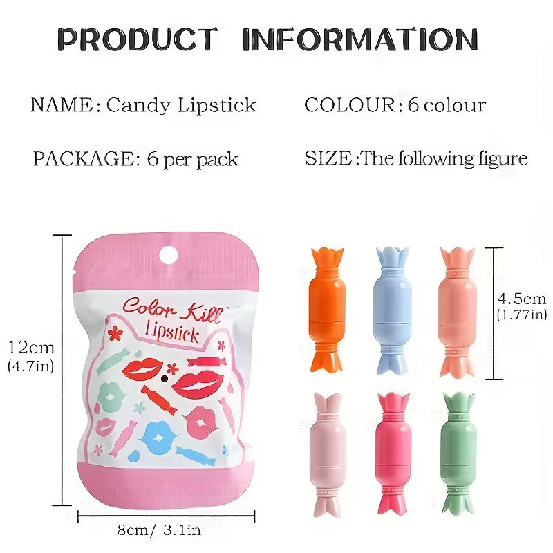 Small Lipstick Candy 6 color matte compact lipstick set