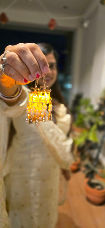 Salty Traditional Lantern Pearl Tassel Drop Earrings