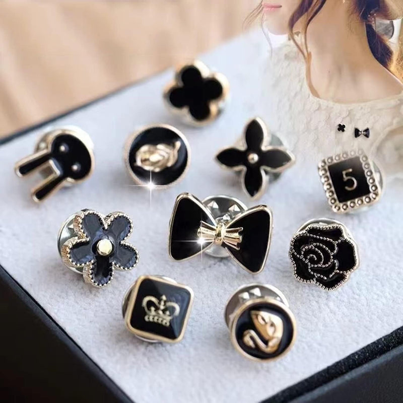 20pcs ( কালো )Fancy Pearl Plastic Button Round