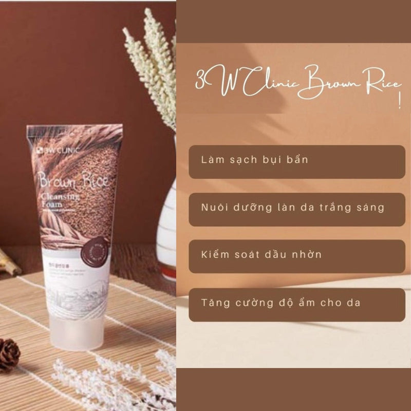 Korean Skin Care-3W Clinic Brown Rice Cleansing Foam