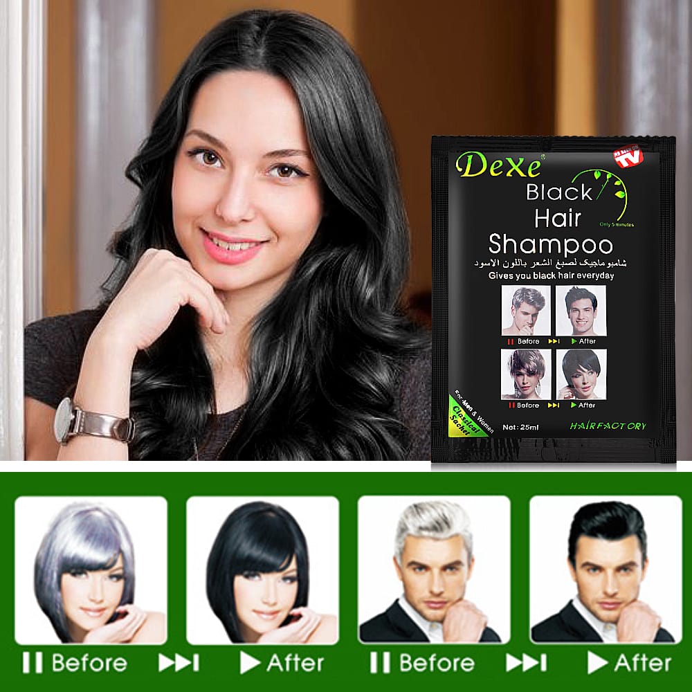 (৭০ টাকা পিচ ১০ পিচের সেট )Dexe Fast Black Hair Shampoo